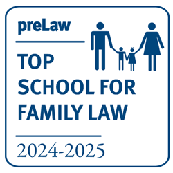 preLaw Top School for Family Law badge.